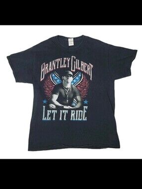 Brantley Gilbert Let It Ride 2014 Tour T-Shirt Double Sided Size Large Music